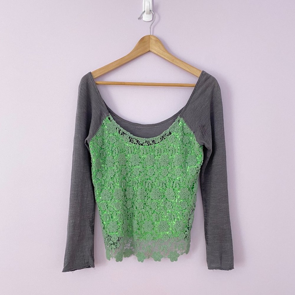 Free People Floral Lace Shirt